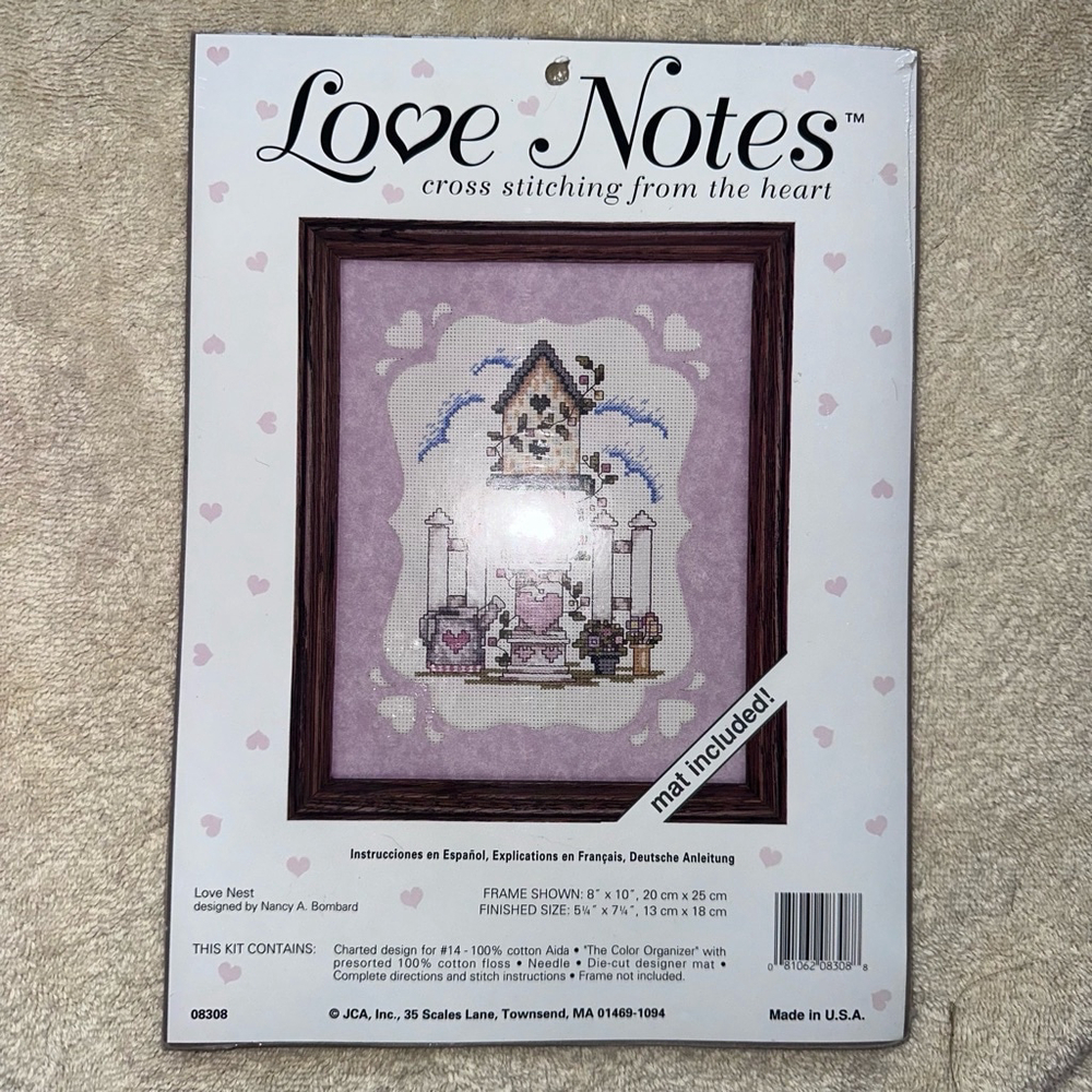 New JCA Inc Love Notes Cross Stitch Kit Love Nest By Nancy Bombard #08308 USA